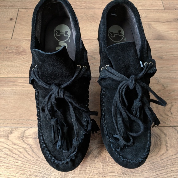 FLOGG | New Womens Black Suede Platform Shoe 10 - Picture 5 of 8